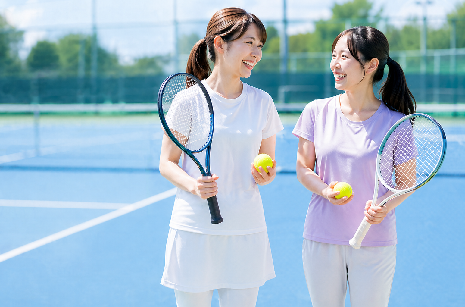 テニスを楽しむ人たち